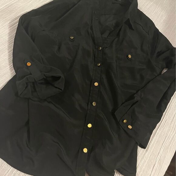notations black womens blouse with buttons - Picture 5 of 5